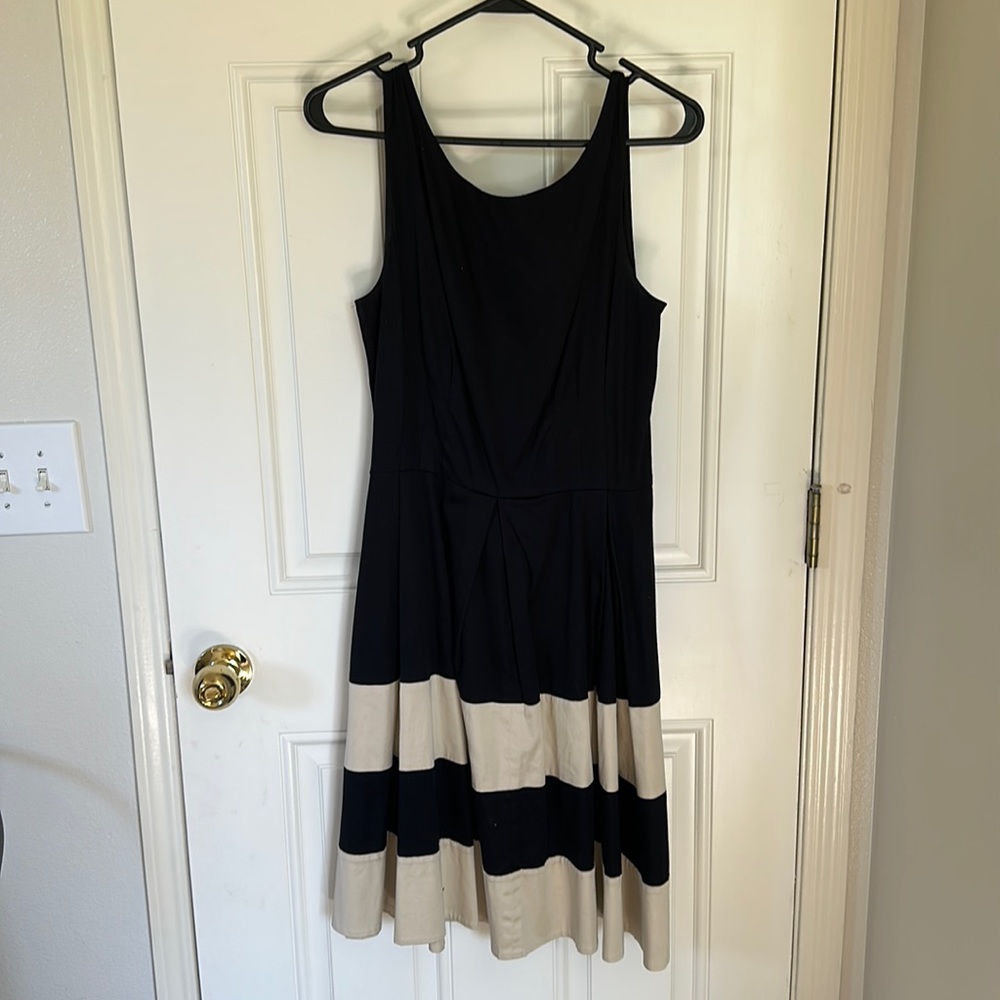 Kate Spade back and tan flare dress
